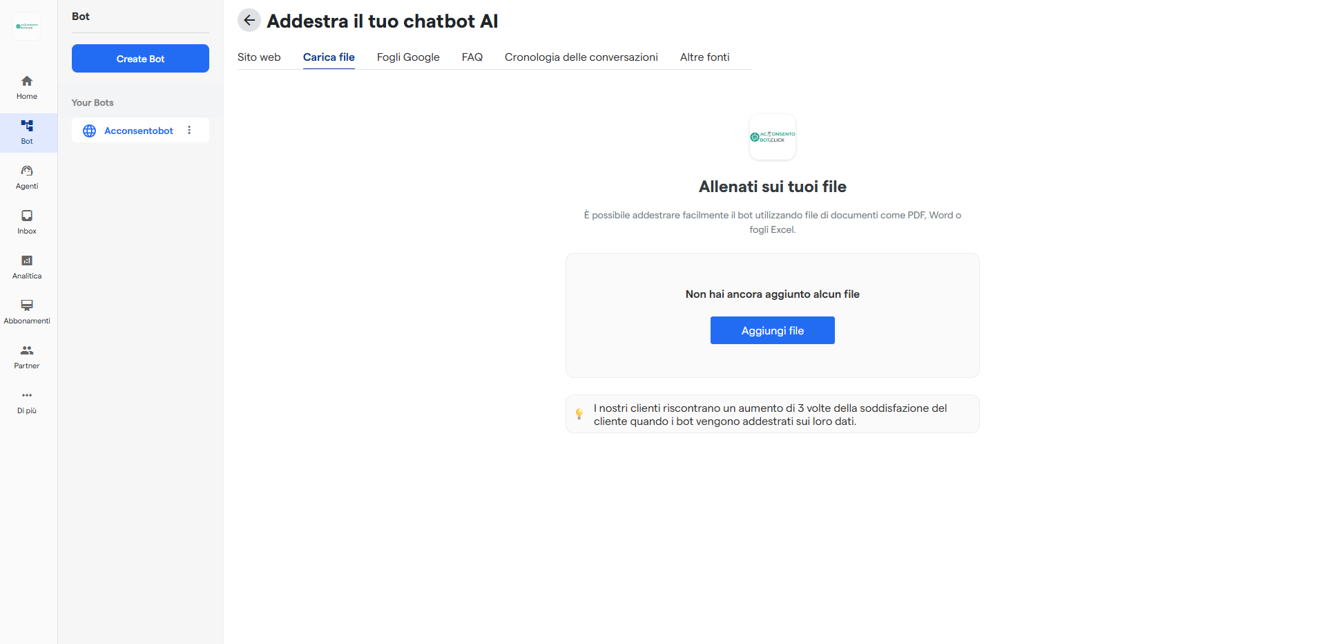 Opzione caricamento file