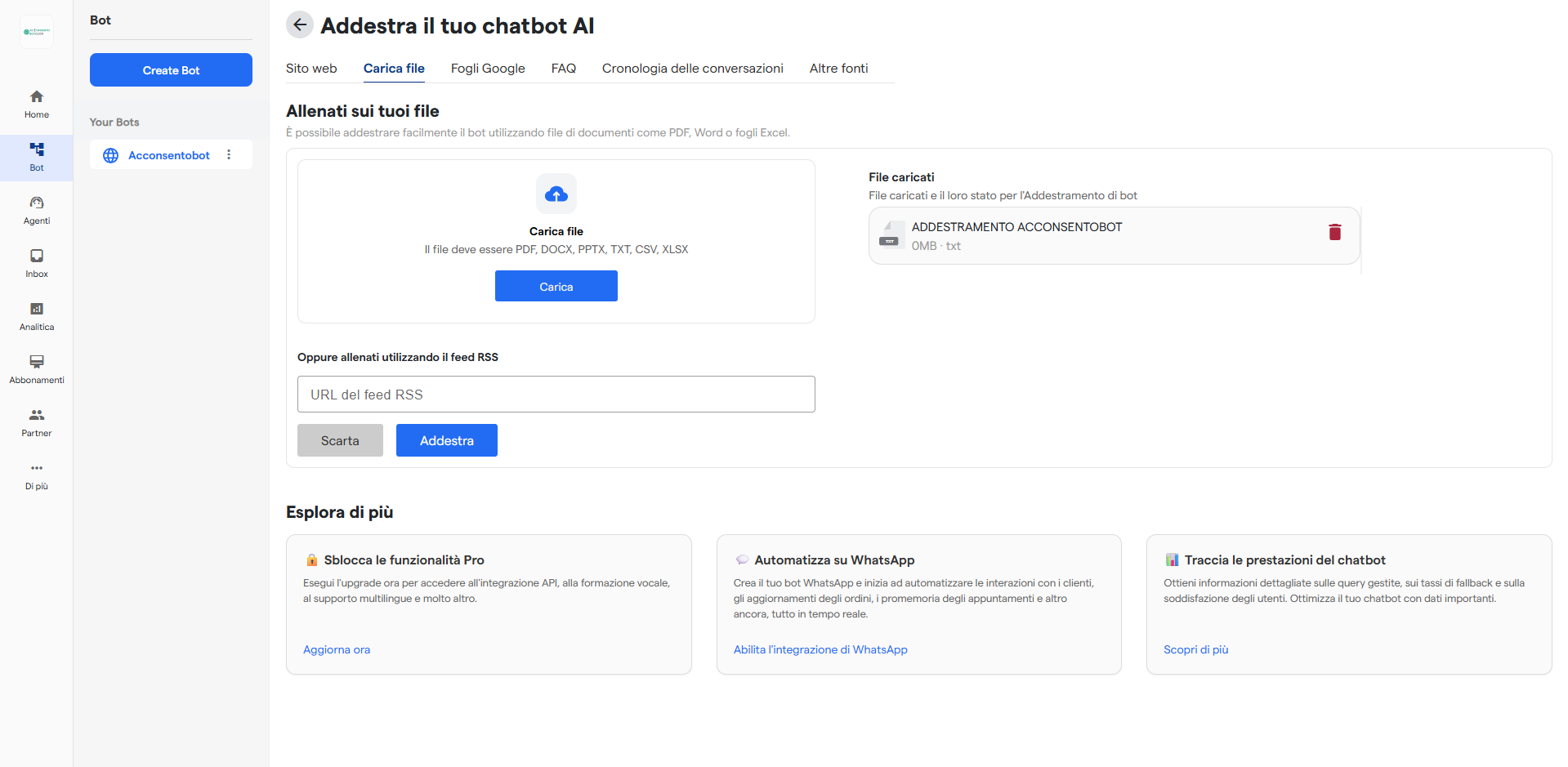 Caricamento file completato