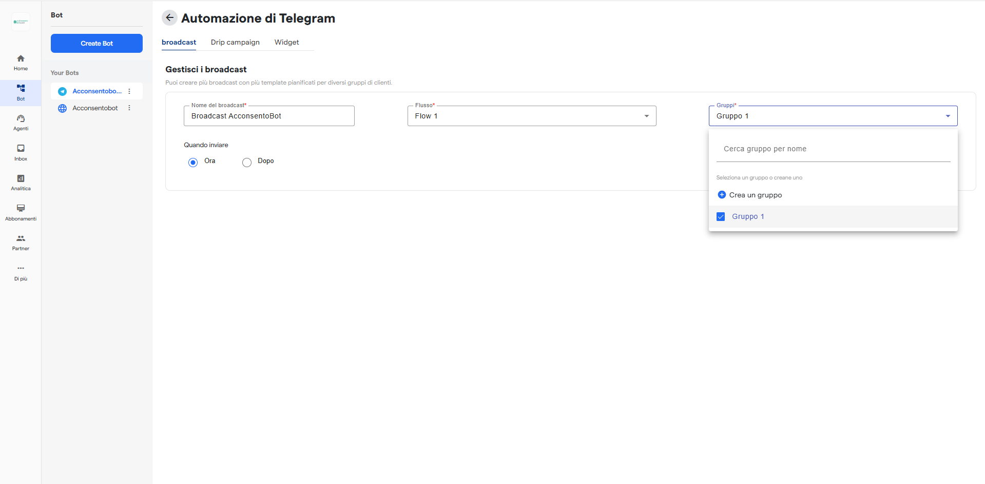 Dettagli del Broadcast