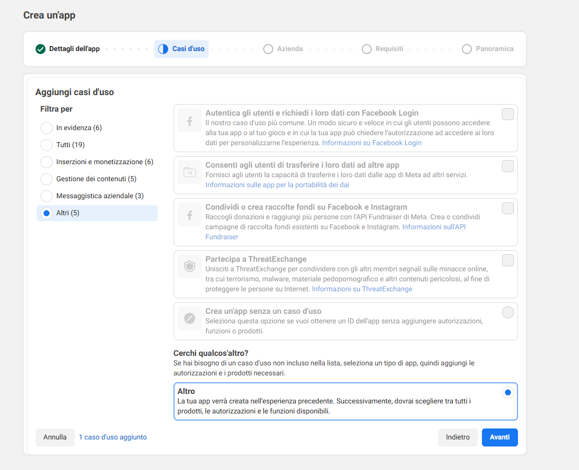 Scegli un caso d'uso