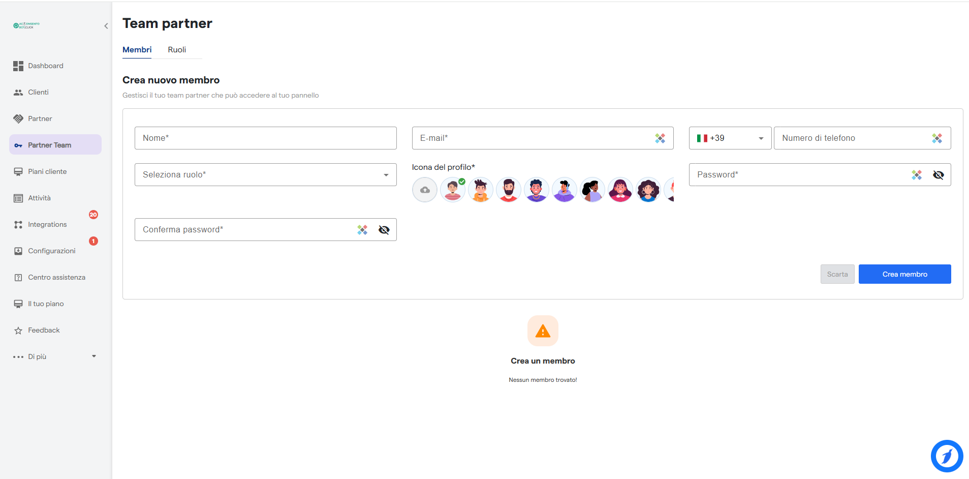 Aggiungere i dettagli utente in Acconsentobot