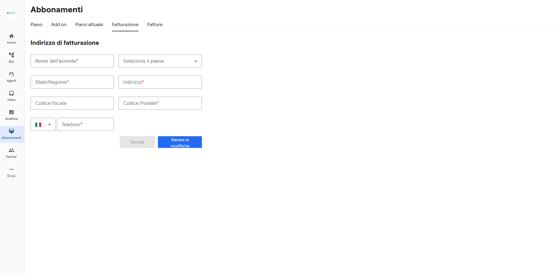 Gestione fatturazione Acconsentobot