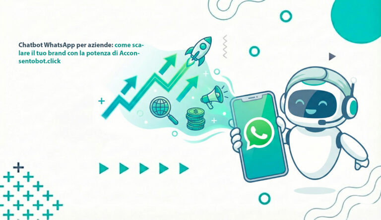 Scopri di più sull'articolo Chatbot WhatsApp per aziende: come scalare il tuo brand con la potenza di Acconsentobot.click